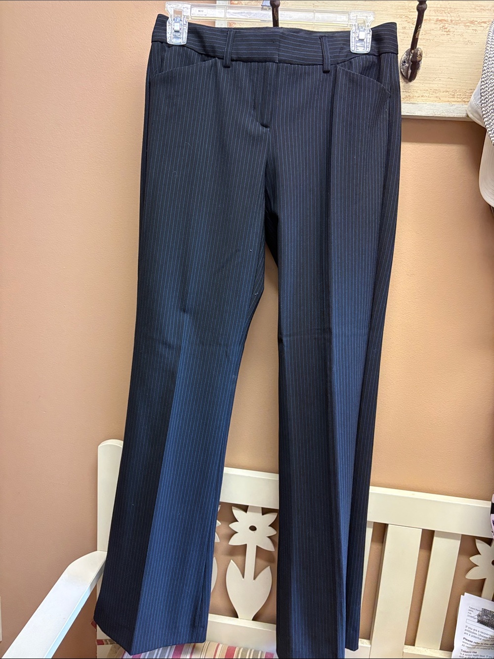 Express Editor black pants with blue pinstripes